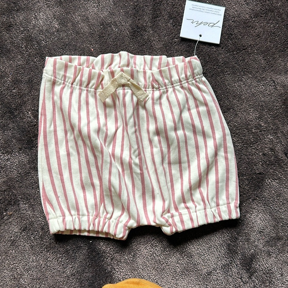 Pehr 3-6m pink stripe bloomer shorts NWT